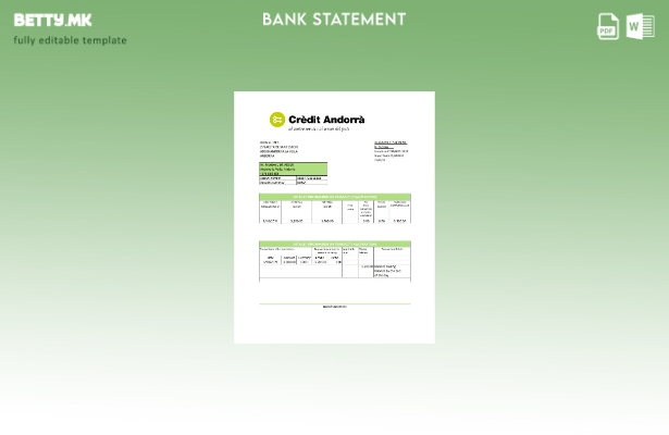 модерен стил Андора кредит Андора банка извод од ексел шаблон